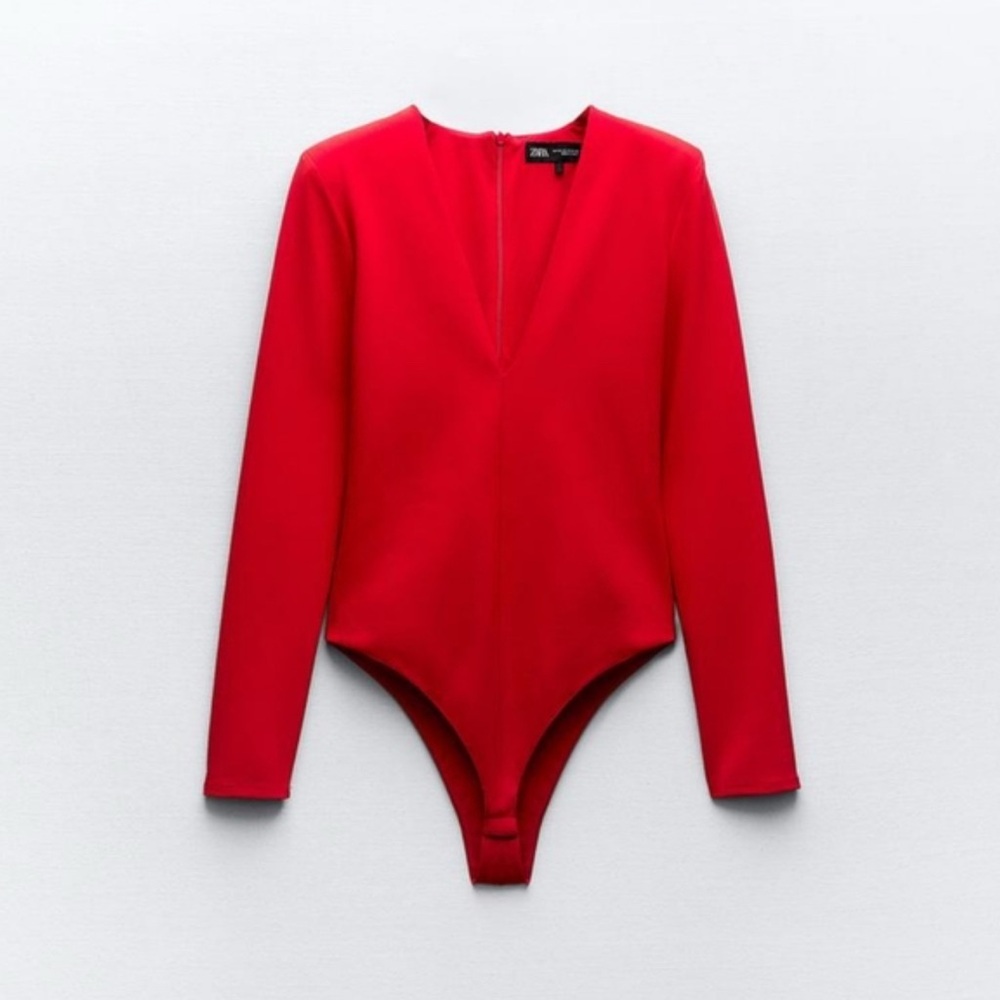 Zara Red Long Sleeve Bodysuit